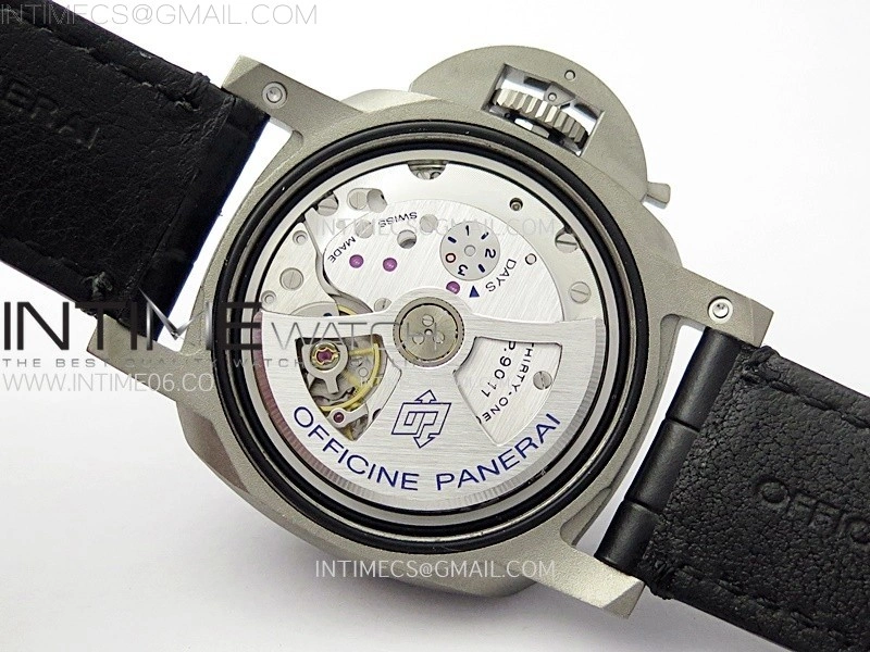PAM1096 W Luminor GMT 42mm Titanium VSF 1:1 Best Edition Black Dial on Black Leather Strap P.9011 Super Clone